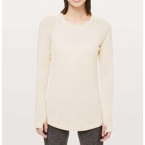 Lululemon Sit In Lotus Curved Hem Long Sleeve Crewneck Sweater Cream White Small